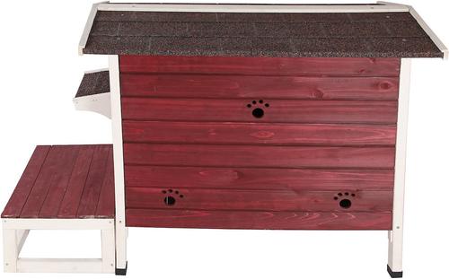 Show full view: Petsfit Weatherproof Outdoor Cat House with Stairs, Red slide 4 of 6