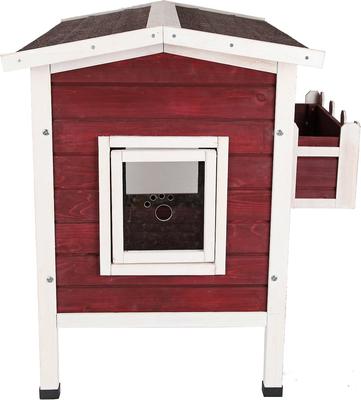 Show full view: Petsfit Weatherproof Outdoor Cat House with Stairs, Red slide 5 of 6