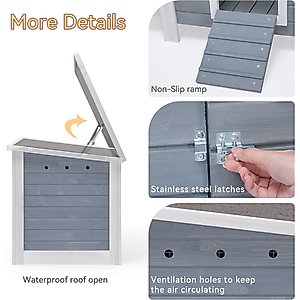 Petsfit Wooden Chicken Coop, 3 to 5 Chicken Capacity, Grey
