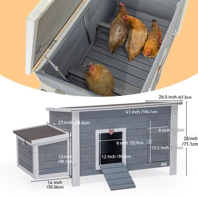 Show full view: Petsfit Wooden Chicken Coop, 3 to 5 Chicken Capacity, Grey slide 2 of 8