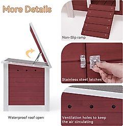 Petsfit Wooden Chicken Coop, 3 to 5 Chicken Capacity, Red slide 2 of 6