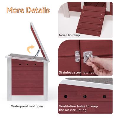 Show full view: Petsfit Wooden Chicken Coop, 3 to 5 Chicken Capacity, Red slide 5 of 6