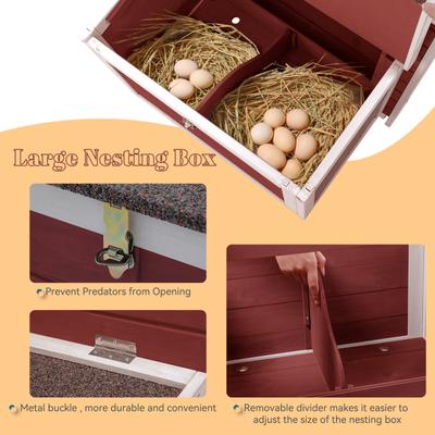 Show full view: Petsfit Wooden Chicken Coop, 3 to 5 Chicken Capacity, Red slide 3 of 6