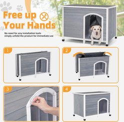 Petsfit Wooden Folding Outdoor Dog House, Gray, Large: 45.3-in slide 2 of 7