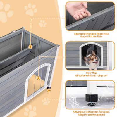 Show full view: Petsfit Wooden Folding Outdoor Dog House, Gray, Medium: 40.2-in slide 4 of 7