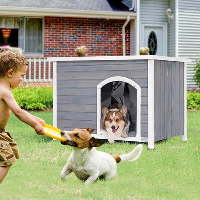 Show full view: Petsfit Wooden Folding Outdoor Dog House, Gray, Medium: 40.2-in slide 7 of 7