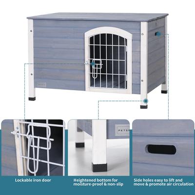 Show full view: Petsfit Wooden Indoor Dog House, Small, Gray slide 3 of 7