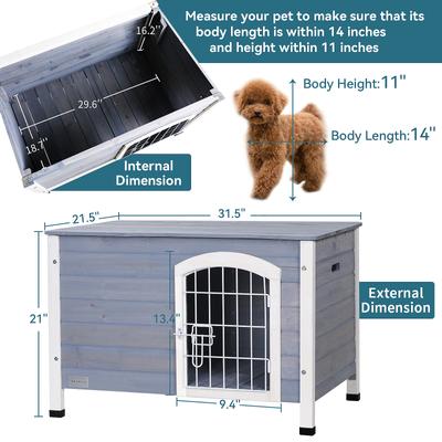 Show full view: Petsfit Wooden Indoor Dog House, Small, Gray slide 2 of 7