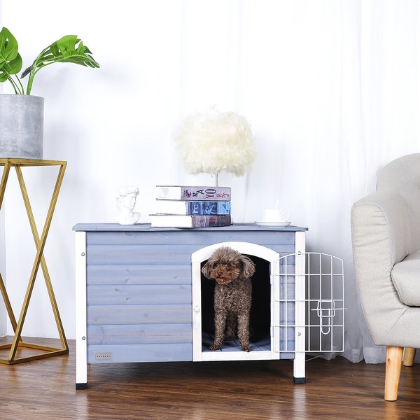 Petsfit Wooden Indoor Dog House, Small, Gray