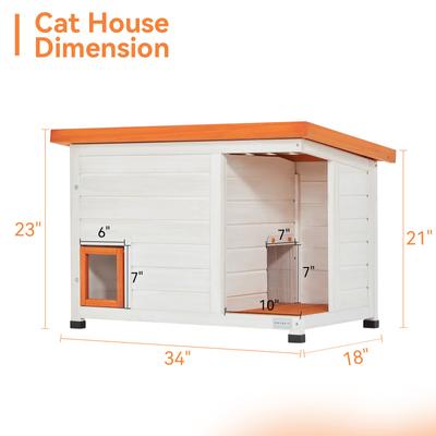 Show full view: Petsfit Wooden Outdoor Cat House with Corridor, White slide 2 of 9