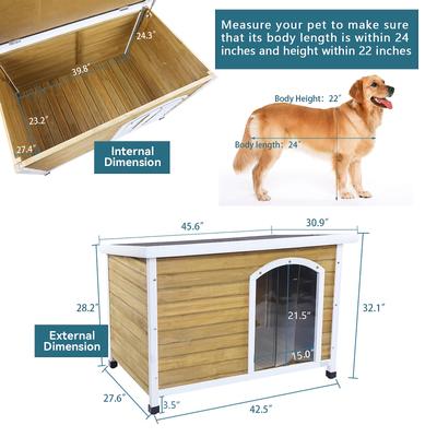 Show full view: Petsfit Wooden Outdoor Dog House, Large: 45.6-in, Yellow slide 2 of 6