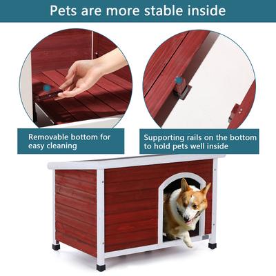 Show full view: Petsfit Wooden Outdoor Dog House, Red, 40.8-in slide 6 of 7