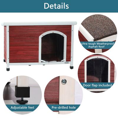Show full view: Petsfit Wooden Outdoor Dog House, Red, 40.8-in slide 5 of 7