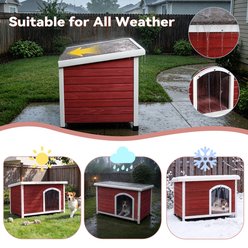 Petsfit Wooden Outdoor Dog House, Red, 40.8-in slide 2 of 8