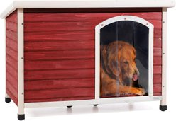 Petsfit Wooden Outdoor Dog House, Red, 45.6-in