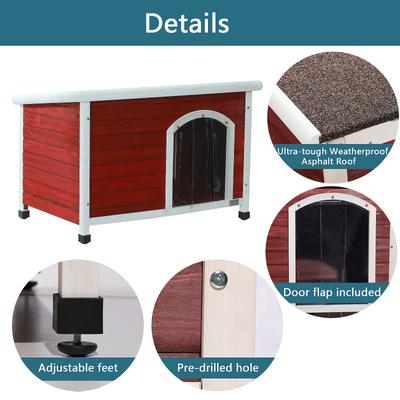 Show full view: Petsfit Wooden Outdoor Dog House, Red, 45.6-in slide 4 of 6