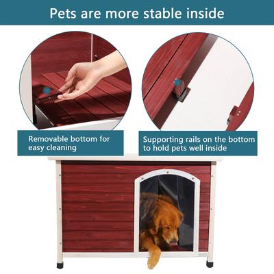 Show full view: Petsfit Wooden Outdoor Dog House, Red, 45.6-in slide 5 of 6