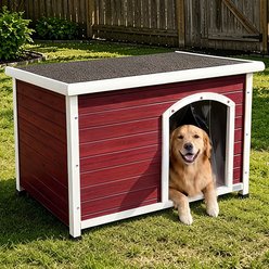 Petsfit Wooden Outdoor Dog House, Red, 45.6-in