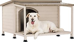 Petsfit Wooden Outdoor Dog House, White, Large: 43.5-in