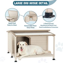 Petsfit Wooden Outdoor Dog House, White, Large: 43.5-in slide 2 of 7