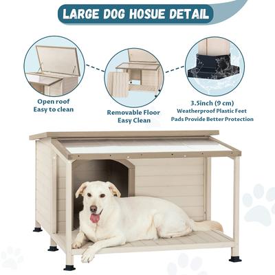 Show full view: Petsfit Wooden Outdoor Dog House, White, Large: 43.5-in slide 6 of 8