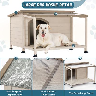Show full view: Petsfit Wooden Outdoor Dog House, White, Large: 43.5-in slide 5 of 8