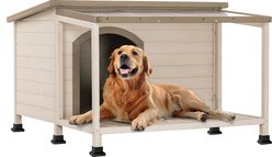 Petsfit Wooden Outdoor Dog House, White, X-Large: 49-in