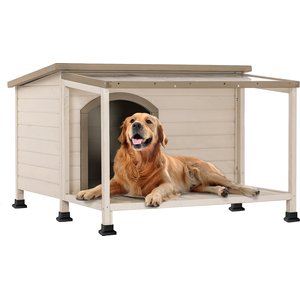 Petsfit Wooden Outdoor Dog House, White, X-Large: 49-in