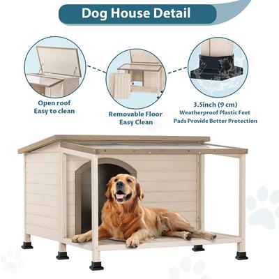 Show full view: Petsfit Wooden Outdoor Dog House, White, X-Large: 49-in slide 3 of 7