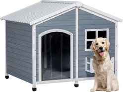 Petsfit Wooden Outdoor Dog House with Window, Gray, XX-Large: 47-in slide 1 of 6