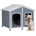 Petsfit Wooden Outdoor Dog House with Window, Gray, XX-Large: 47-in