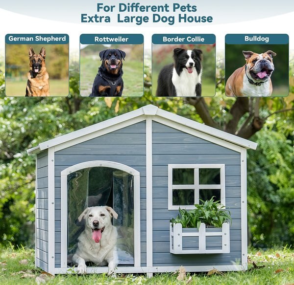 PETSFIT Outdoor Dog House Wooden for Small Dogs