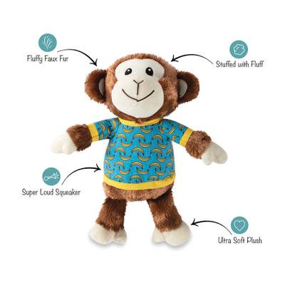 Show full view: PETSHOP BY FRINGE STUDIO Bananas The Monkey Squeaky Plush Dog Toy slide 3 of 4