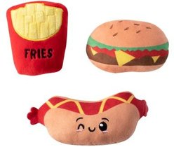 PETSHOP BY FRINGE STUDIO Fast Foods Small Squeaky Plush Dog Toys, 3 count