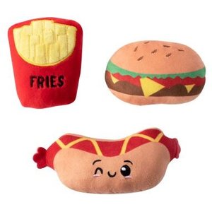 PETSHOP BY FRINGE STUDIO Fast Foods Small Squeaky Plush Dog Toys, 3 count