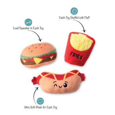 Show full view: PETSHOP BY FRINGE STUDIO Fast Foods Small Squeaky Plush Dog Toys, 3 count slide 2 of 3