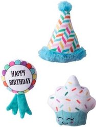 PETSHOP BY FRINGE STUDIO Happy Bark-Day Small Plush Dog Toys, 3 count