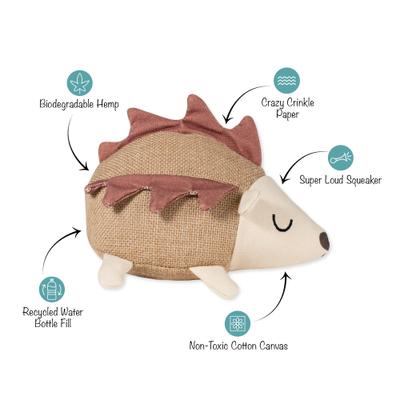 Show full view: PETSHOP BY FRINGE STUDIO Hedgy Earth Friendly Squeaky Plush Dog Toy slide 2 of 4