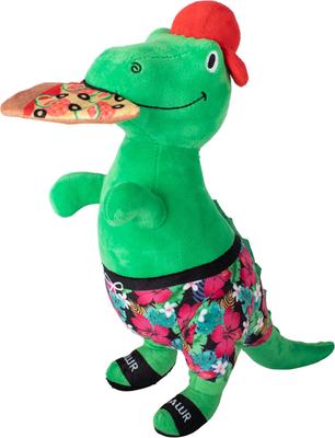 Show full view: PETSHOP BY FRINGE STUDIO Pizzasaurus Rex Squeaky Plush Dog Toy slide 1 of 4