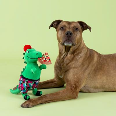Show full view: PETSHOP BY FRINGE STUDIO Pizzasaurus Rex Squeaky Plush Dog Toy slide 3 of 4