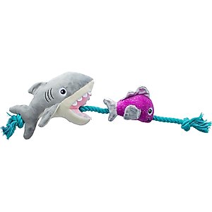 PETSHOP BY FRINGE STUDIO Shark Bait Squeaky Plush Dog Toy
