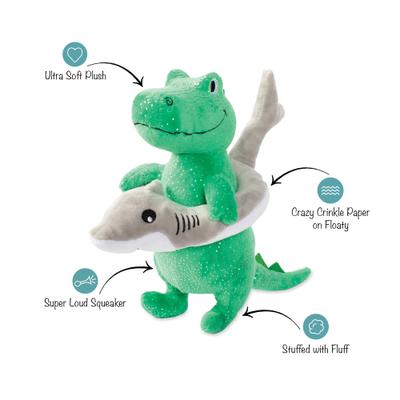 Show full view: PETSHOP BY FRINGE STUDIO Shark Week Rex Squeaky Plush Dog Toy slide 2 of 3