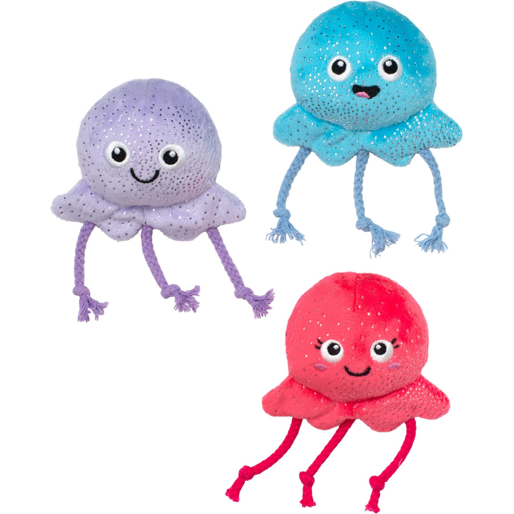 Fringe Studio Too Tentacool Small Squeaky Plush Dog Toys, 3 count