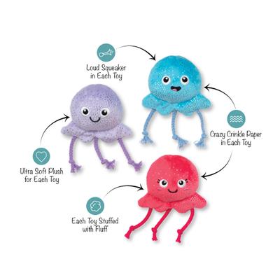 Show full view: PETSHOP BY FRINGE STUDIO Too Tentacool Small Squeaky Plush Dog Toys, 3 count slide 2 of 4