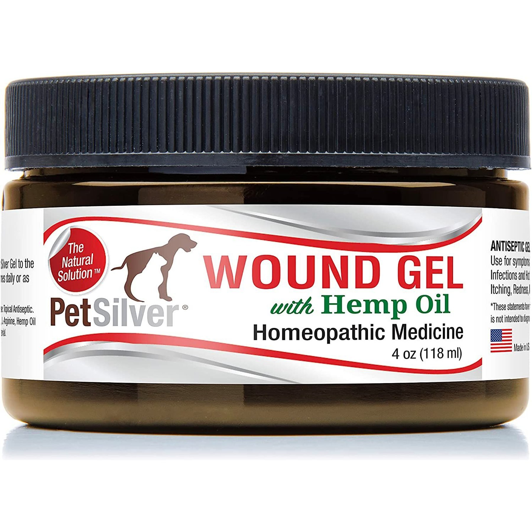PetSilver Chelated Silver with Hemp Oil Wound Gel for Dogs & Cats, 4-oz jar
