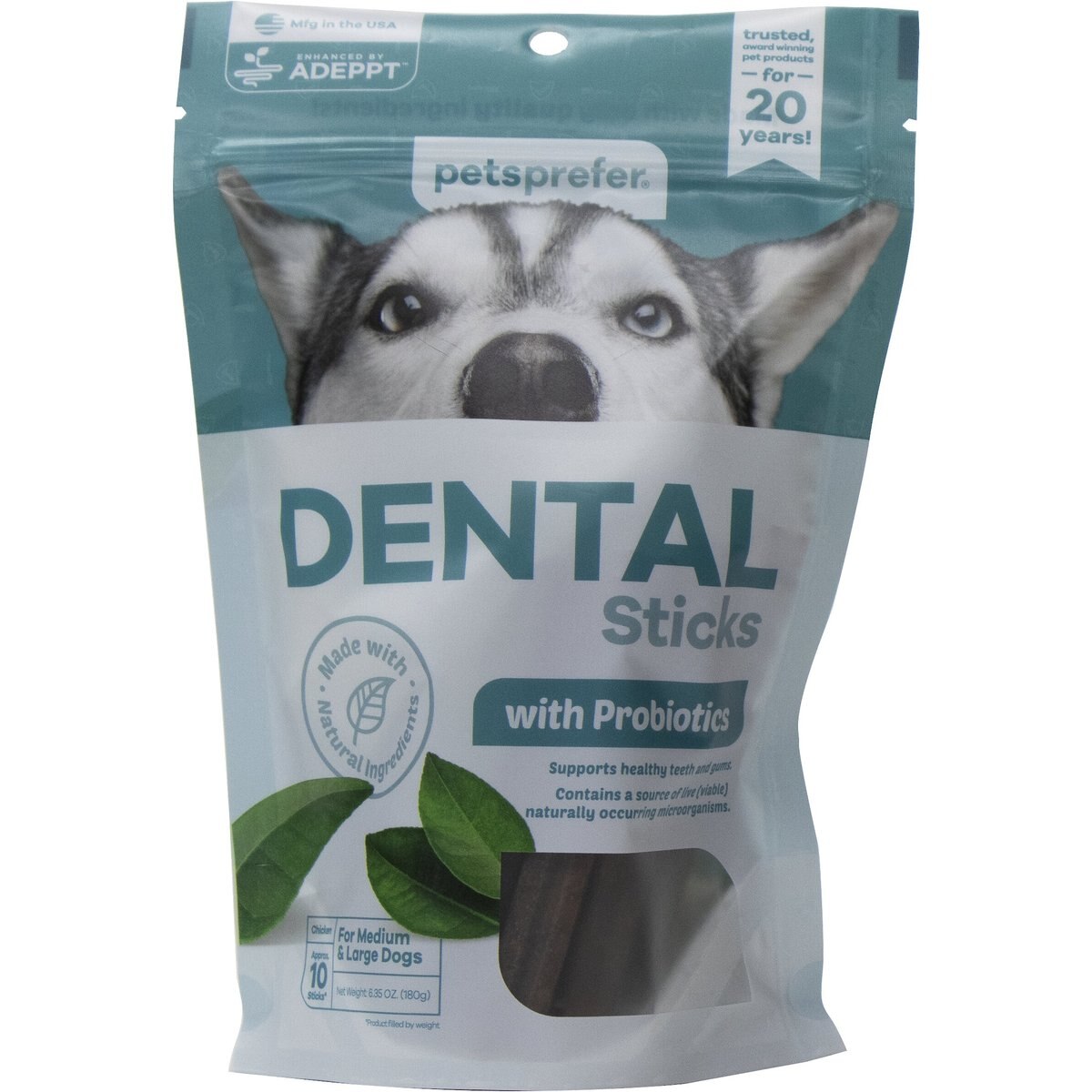 PetsPrefer Chicken Flavor Dental Chews for Medium & Large Dogs, over 26 pounds, 10 count
