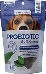 PetsPrefer Probiotic Digestive Health Pork Flavor Soft Chew Dog Supplement, 30 count