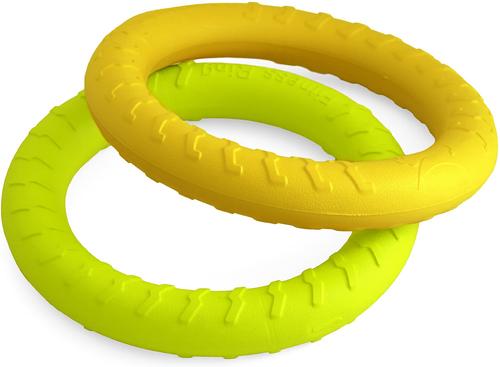 Show full view: PetSpy Fitness Ring Dog Toy, Green, Yellow, Small, 2 count slide 6 of 8