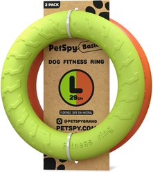 PetSpy Fitness Ring Dog Toy, Orange, Green, Large, 2 count