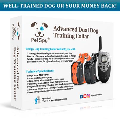 Show full view: PetSpy M86 3300-ft Advanced Remote Dog Training Collar, 2 collars slide 3 of 12